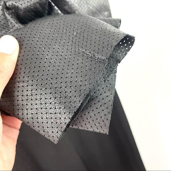 Cos Black Dress w/Perforated Genuine Leather Sleeves Size S - Picture 4 of 6